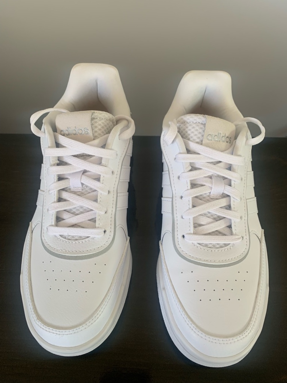 adidas Women's Postmove SE White Sneakers with blue and Iridescent Heel Accents - Picture 4 of 14